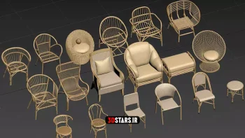 دانلود مدل سه بعدی صندلی حصیری