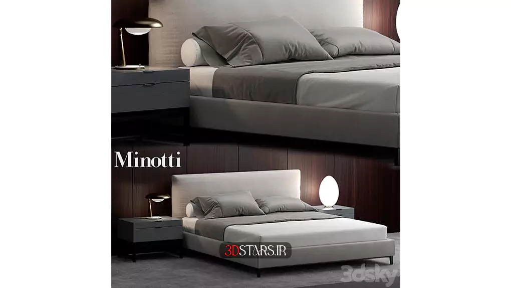 مدل سه بعدی تخت خواب مدرن 18