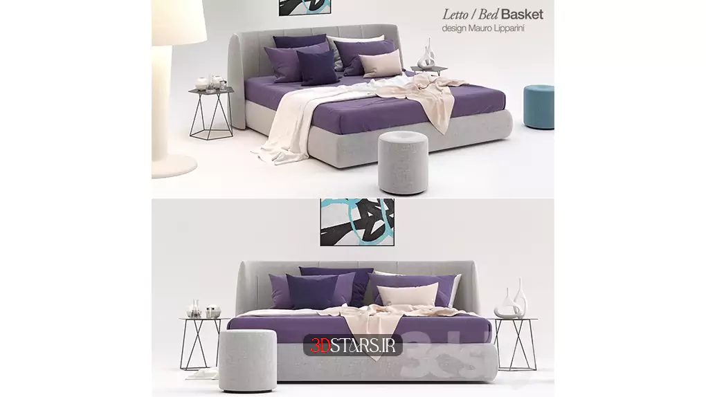 مدل سه بعدی تخت خواب مدرن 2