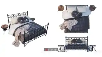 دانلود آبجکت تخت خواب کلاسیک 19