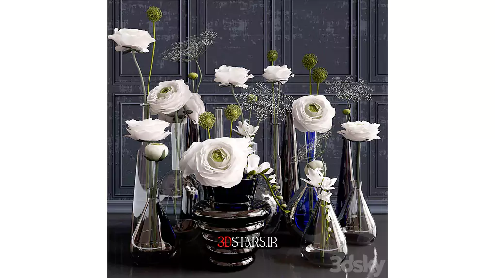 آبجکت گلدان گل کلاسیک 15