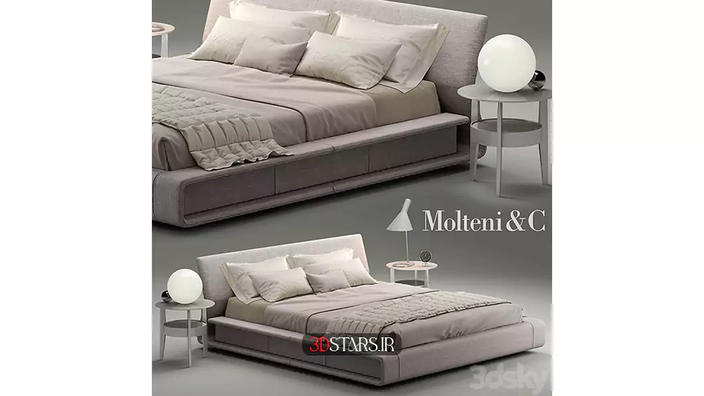 مدل سه بعدی تخت خواب مدرن 36