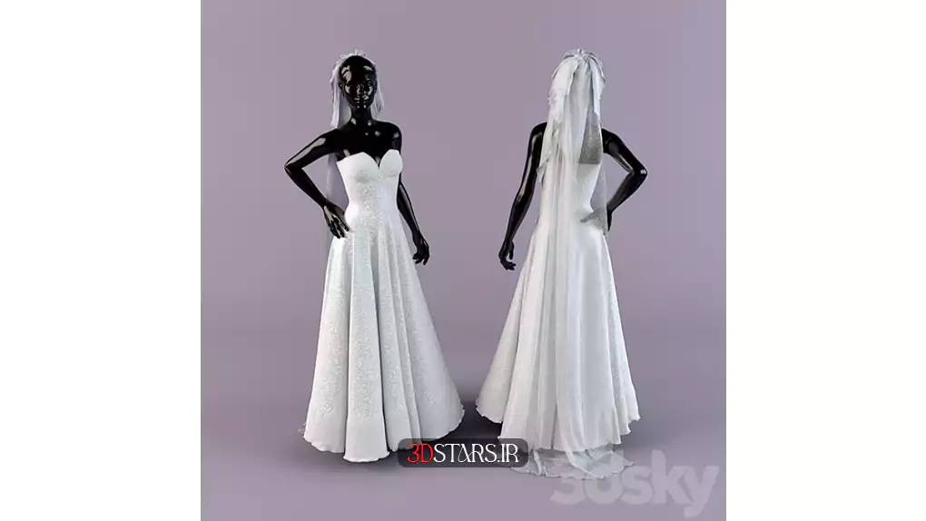 مدل سه بعدی لباس عروس 2