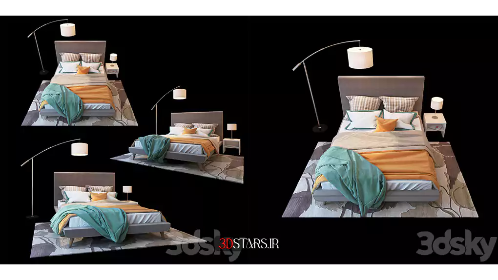مدل سه بعدی تخت خواب مدرن 60